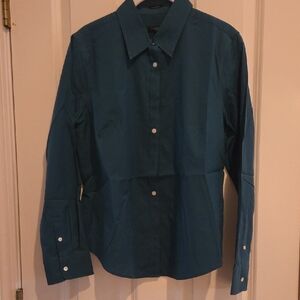 Talbots Petite Size P10 Teal Button-Up Shirt